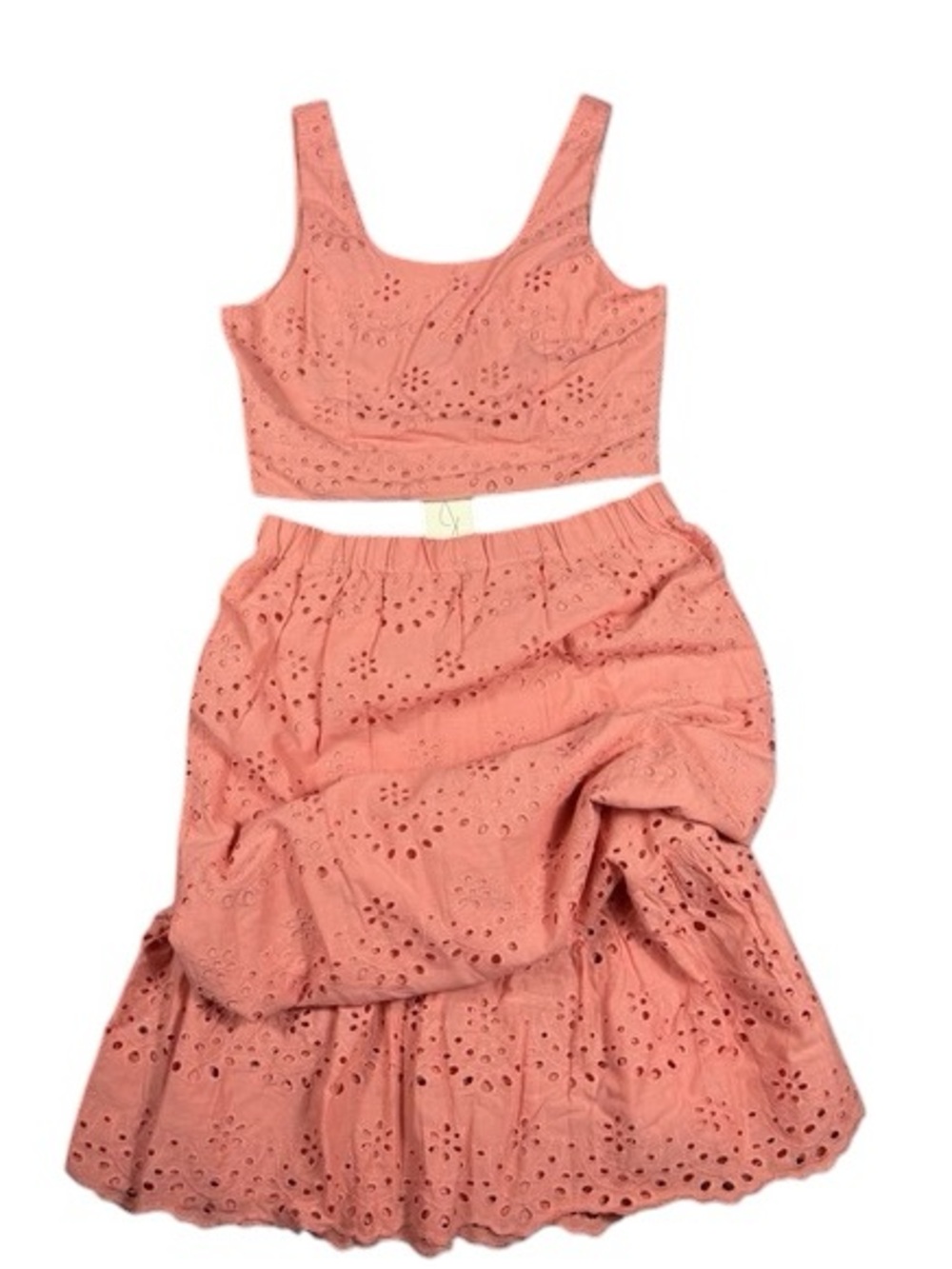 Joie Eyelet Embroidered 2 Piece Set Crop Top & Tiered Midi Skirt